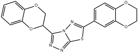 3-(2,3-dihydro-1,4-benzodioxin-2-yl)-6-(2,3-dihydro-1,4-benzodioxin-6-yl)[1,2,4]triazolo[3,4-b][1,3,4]thiadiazole Struktur