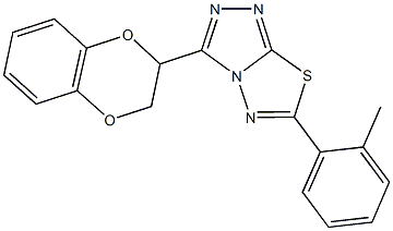 3-(2,3-dihydro-1,4-benzodioxin-2-yl)-6-(2-methylphenyl)[1,2,4]triazolo[3,4-b][1,3,4]thiadiazole Struktur