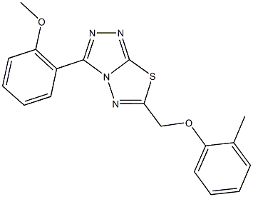 3-(2-methoxyphenyl)-6-[(2-methylphenoxy)methyl][1,2,4]triazolo[3,4-b][1,3,4]thiadiazole Struktur