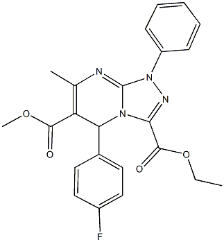 3-ethyl 6-methyl 5-(4-fluorophenyl)-7-methyl-1-phenyl-1,5-dihydro[1,2,4]triazolo[4,3-a]pyrimidine-3,6-dicarboxylate Struktur