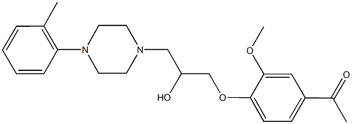 1-(4-{2-hydroxy-3-[4-(2-methylphenyl)-1-piperazinyl]propoxy}-3-methoxyphenyl)ethanone Struktur