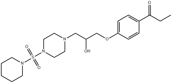 1-(4-{2-hydroxy-3-[4-(1-piperidinylsulfonyl)-1-piperazinyl]propoxy}phenyl)-1-propanone Struktur