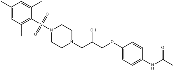 N-(4-{2-hydroxy-3-[4-(mesitylsulfonyl)-1-piperazinyl]propoxy}phenyl)acetamide Struktur