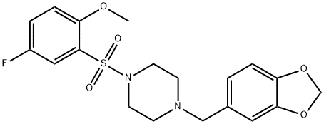 2-{[4-(1,3-benzodioxol-5-ylmethyl)-1-piperazinyl]sulfonyl}-4-fluorophenyl methyl ether Struktur