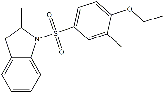 ethyl 2-methyl-4-[(2-methyl-2,3-dihydro-1H-indol-1-yl)sulfonyl]phenyl ether Struktur