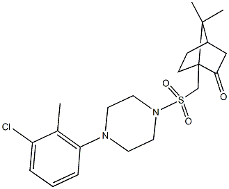 1-({[4-(3-chloro-2-methylphenyl)-1-piperazinyl]sulfonyl}methyl)-7,7-dimethylbicyclo[2.2.1]heptan-2-one Struktur