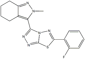 3-[6-(2-fluorophenyl)[1,2,4]triazolo[3,4-b][1,3,4]thiadiazol-3-yl]-2-methyl-4,5,6,7-tetrahydro-2H-indazole Struktur