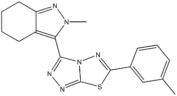 2-methyl-3-[6-(3-methylphenyl)[1,2,4]triazolo[3,4-b][1,3,4]thiadiazol-3-yl]-4,5,6,7-tetrahydro-2H-indazole Struktur