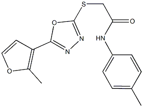 2-{[5-(2-methyl-3-furyl)-1,3,4-oxadiazol-2-yl]sulfanyl}-N-(4-methylphenyl)acetamide Struktur