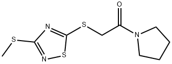 3-(methylsulfanyl)-5-{[2-oxo-2-(1-pyrrolidinyl)ethyl]sulfanyl}-1,2,4-thiadiazole Struktur