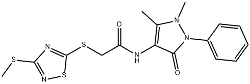 N-(1,5-dimethyl-3-oxo-2-phenyl-2,3-dihydro-1H-pyrazol-4-yl)-2-{[3-(methylsulfanyl)-1,2,4-thiadiazol-5-yl]sulfanyl}acetamide Struktur