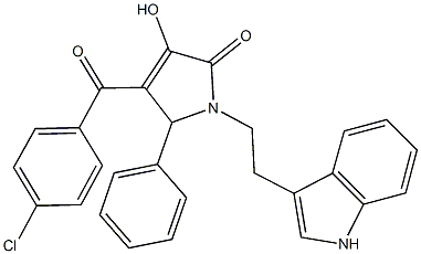 4-(4-chlorobenzoyl)-3-hydroxy-1-[2-(1H-indol-3-yl)ethyl]-5-phenyl-1,5-dihydro-2H-pyrrol-2-one Struktur