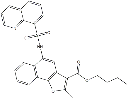 butyl 2-methyl-5-[(8-quinolinylsulfonyl)amino]naphtho[1,2-b]furan-3-carboxylate Struktur