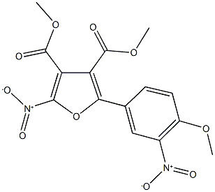 dimethyl 2-nitro-5-{3-nitro-4-methoxyphenyl}-3,4-furandicarboxylate Struktur