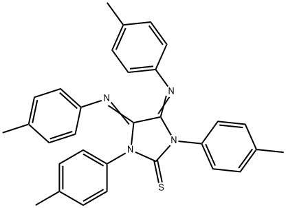 1,3-bis(4-methylphenyl)-4,5-bis[(4-methylphenyl)imino]imidazolidine-2-thione Struktur