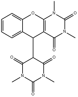 5-(6-hydroxy-1,3-dimethyl-2,4-dioxo-1,2,3,4-tetrahydro-5-pyrimidinyl)-1,3-dimethyl-1,5-dihydro-2H-chromeno[2,3-d]pyrimidine-2,4(3H)-dione Struktur