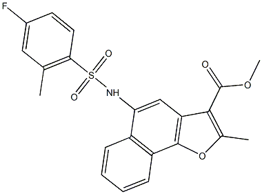 methyl 5-{[(4-fluoro-2-methylphenyl)sulfonyl]amino}-2-methylnaphtho[1,2-b]furan-3-carboxylate Struktur