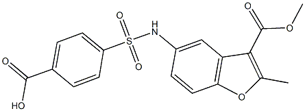 4-({[3-(methoxycarbonyl)-2-methyl-1-benzofuran-5-yl]amino}sulfonyl)benzoic acid Struktur