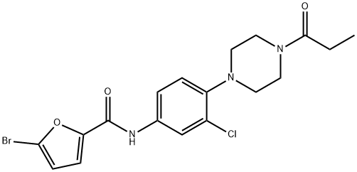 5-bromo-N-[3-chloro-4-(4-propionyl-1-piperazinyl)phenyl]-2-furamide Struktur