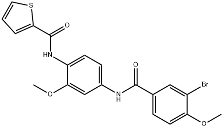 N-{4-[(3-bromo-4-methoxybenzoyl)amino]-2-methoxyphenyl}-2-thiophenecarboxamide Struktur