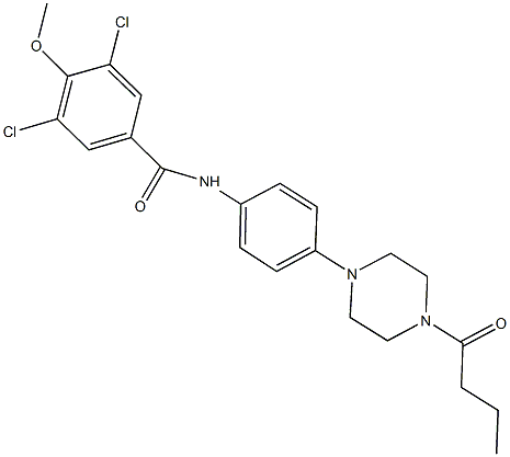 N-[4-(4-butyryl-1-piperazinyl)phenyl]-3,5-dichloro-4-methoxybenzamide Struktur