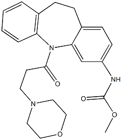 methyl 5-[3-(4-morpholinyl)propanoyl]-10,11-dihydro-5H-dibenzo[b,f]azepin-3-ylcarbamate Struktur