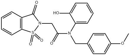 2-(1,1-dioxido-3-oxo-1,2-benzisothiazol-2(3H)-yl)-N-(2-hydroxyphenyl)-N-(4-methoxybenzyl)acetamide Struktur