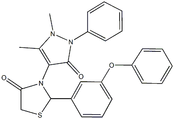 3-(1,5-dimethyl-3-oxo-2-phenyl-2,3-dihydro-1H-pyrazol-4-yl)-2-(3-phenoxyphenyl)-1,3-thiazolidin-4-one Struktur