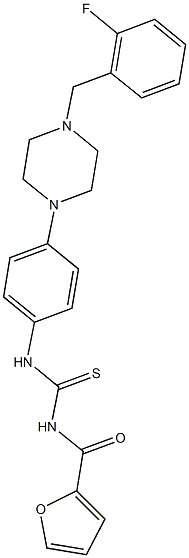 N-{4-[4-(2-fluorobenzyl)-1-piperazinyl]phenyl}-N'-(2-furoyl)thiourea Struktur