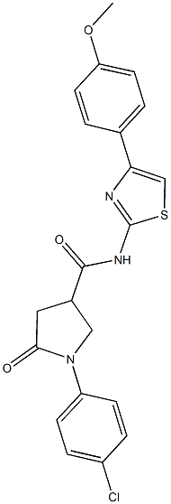 1-(4-chlorophenyl)-N-[4-(4-methoxyphenyl)-1,3-thiazol-2-yl]-5-oxo-3-pyrrolidinecarboxamide Struktur