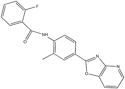 2-fluoro-N-(2-methyl-4-[1,3]oxazolo[4,5-b]pyridin-2-ylphenyl)benzamide Struktur