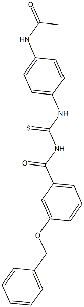 N-{4-[({[3-(benzyloxy)benzoyl]amino}carbothioyl)amino]phenyl}acetamide Struktur