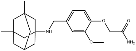 2-(4-{[(3,5-dimethyl-1-adamantyl)amino]methyl}-2-methoxyphenoxy)acetamide Struktur