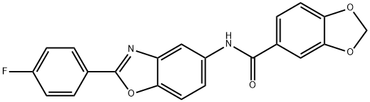 N-[2-(4-fluorophenyl)-1,3-benzoxazol-5-yl]-1,3-benzodioxole-5-carboxamide Struktur