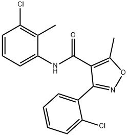 N-(3-chloro-2-methylphenyl)-3-(2-chlorophenyl)-5-methyl-4-isoxazolecarboxamide Struktur