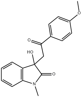 3-hydroxy-3-[2-(4-methoxyphenyl)-2-oxoethyl]-1-methyl-1,3-dihydro-2H-indol-2-one Struktur