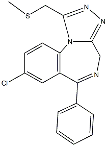 8-chloro-1-[(methylsulfanyl)methyl]-6-phenyl-4H-[1,2,4]triazolo[4,3-a][1,4]benzodiazepine Struktur