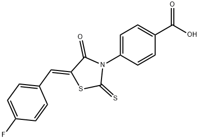 4-[5-(4-fluorobenzylidene)-4-oxo-2-thioxo-1,3-thiazolidin-3-yl]benzoic acid Struktur