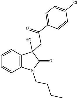 1-butyl-3-[2-(4-chlorophenyl)-2-oxoethyl]-3-hydroxy-1,3-dihydro-2H-indol-2-one Struktur