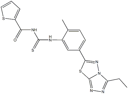 N-[5-(3-ethyl[1,2,4]triazolo[3,4-b][1,3,4]thiadiazol-6-yl)-2-methylphenyl]-N'-(2-thienylcarbonyl)thiourea Struktur