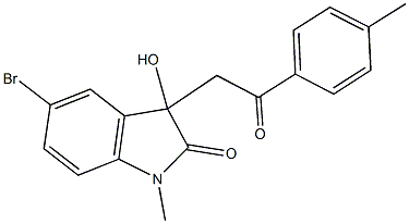 5-bromo-3-hydroxy-1-methyl-3-[2-(4-methylphenyl)-2-oxoethyl]-1,3-dihydro-2H-indol-2-one Struktur