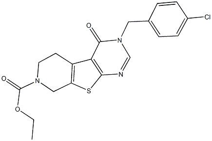 ethyl 3-(4-chlorobenzyl)-4-oxo-3,5,6,8-tetrahydropyrido[4',3':4,5]thieno[2,3-d]pyrimidine-7(4H)-carboxylate Struktur