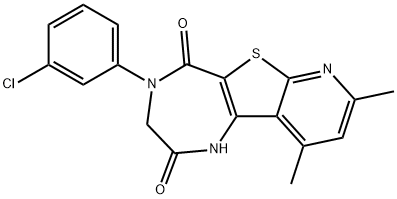 4-(3-chlorophenyl)-8,10-dimethyl-3,4-dihydro-1H-pyrido[3',2':4,5]thieno[3,2-e][1,4]diazepine-2,5-dione Struktur