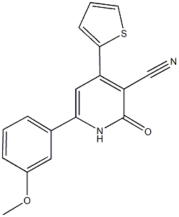 6-(3-methoxyphenyl)-2-oxo-4-(2-thienyl)-1,2-dihydro-3-pyridinecarbonitrile Struktur