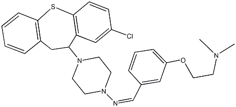 N-[4-(8-chloro-10,11-dihydrodibenzo[b,f]thiepin-10-yl)-1-piperazinyl]-N-{3-[2-(dimethylamino)ethoxy]benzylidene}amine Struktur