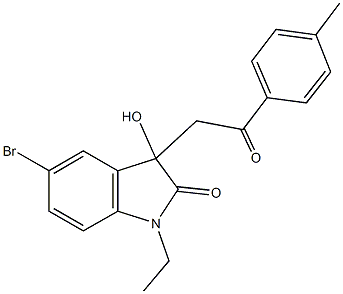 5-bromo-1-ethyl-3-hydroxy-3-[2-(4-methylphenyl)-2-oxoethyl]-1,3-dihydro-2H-indol-2-one Struktur