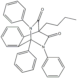 1-butyl-8,9,12-triphenyl-9,12-diazatricyclo[6.2.2.0~2,7~]dodeca-2,4,6-triene-10,11-dione Struktur