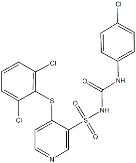 3-({[(4-chloroanilino)carbonyl]amino}sulfonyl)-4-[(2,6-dichlorophenyl)sulfanyl]pyridine Struktur