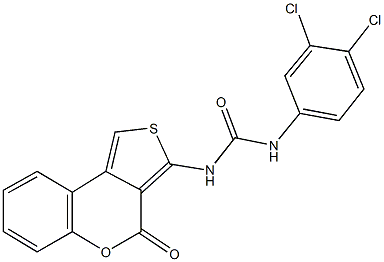 N-(3,4-dichlorophenyl)-N'-(4-oxo-4H-thieno[3,4-c]chromen-3-yl)urea Struktur