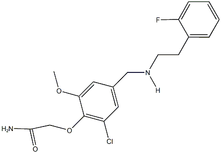 2-[2-chloro-4-({[2-(2-fluorophenyl)ethyl]amino}methyl)-6-methoxyphenoxy]acetamide Struktur